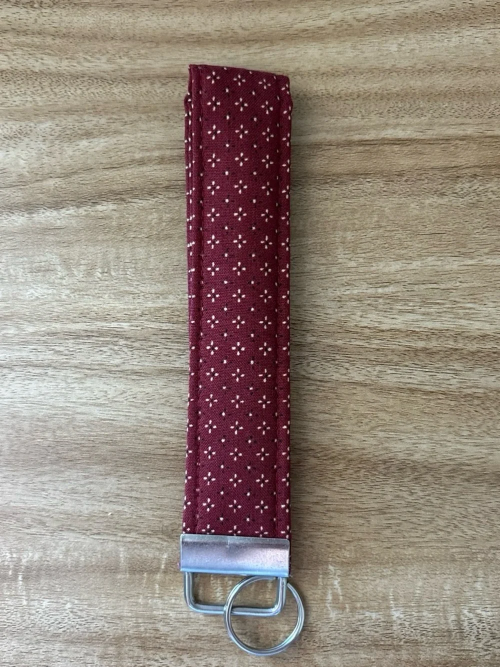 Womens Burgundy Patterned Key Wristlet Key & Card Holder